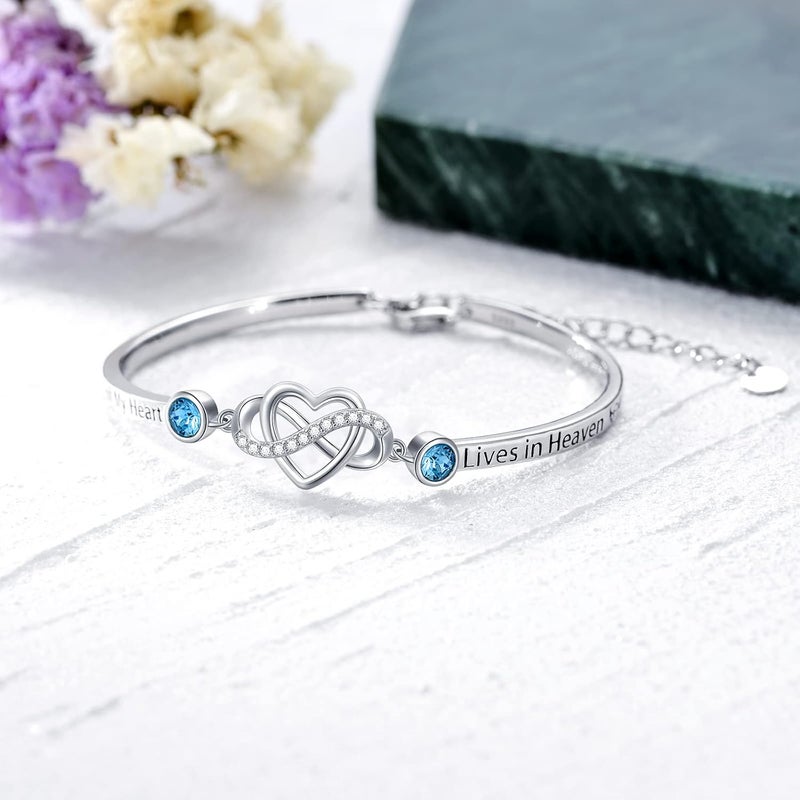 AOBOCO 925 Sterling Silver Adjustable Infinity Heart Bangle Bracelet for Sister Best Friend Daughter Mom Grandma Granddaughter Daughter in Law Godmother Goddaughter Stepmom Stepdaughter - Image 2